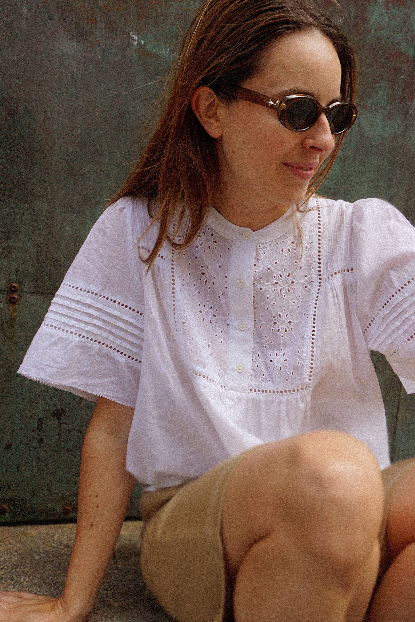 EMBROIDERED VOILE BLOUSE
