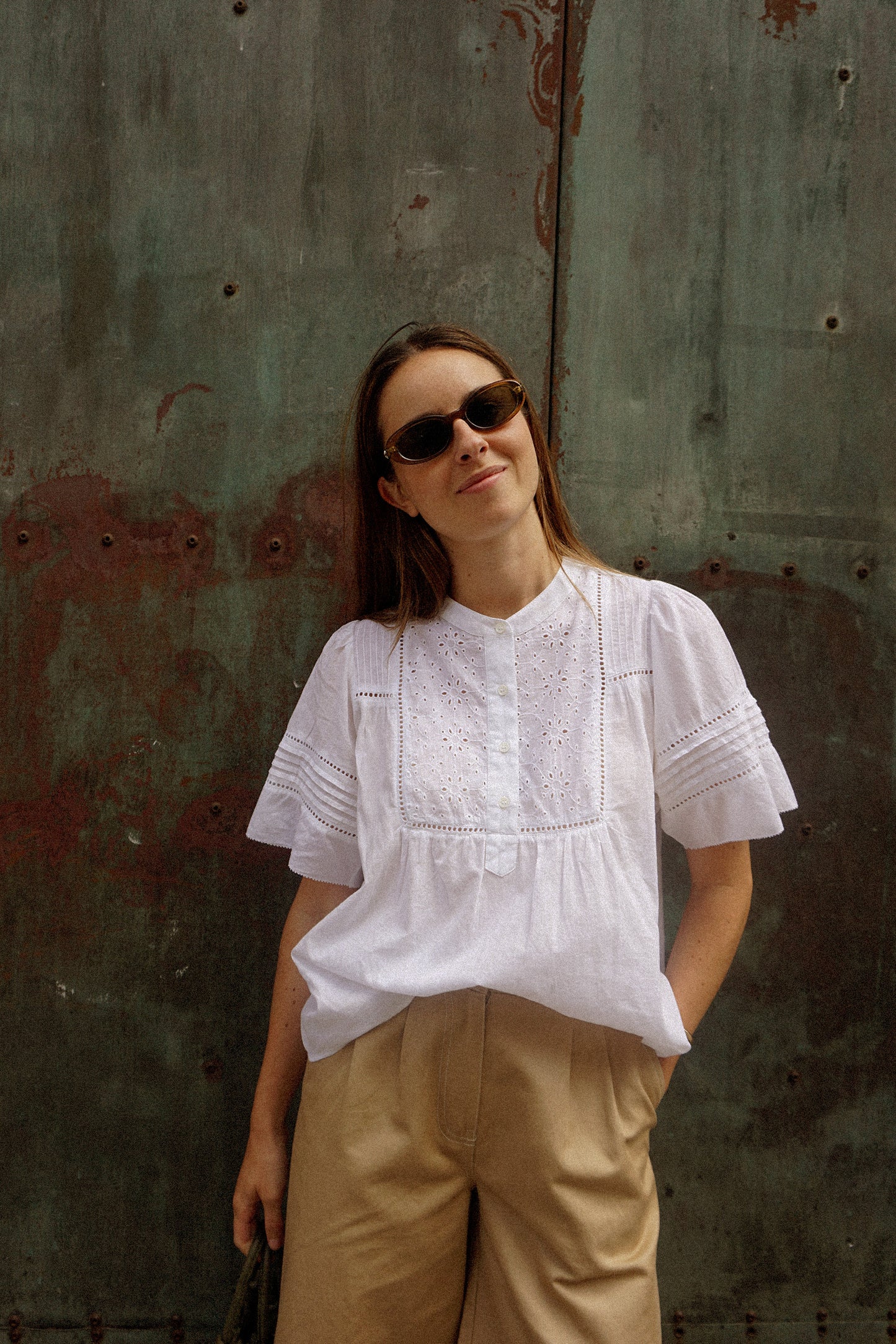 EMBROIDERED VOILE BLOUSE