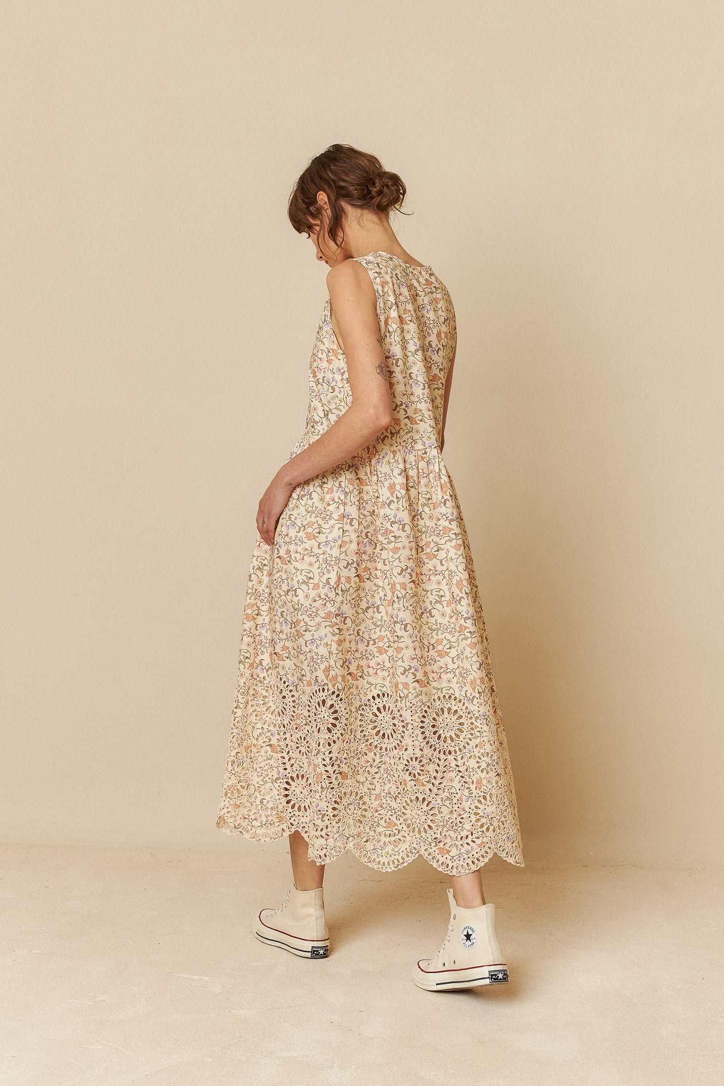 EMBROIDERED POPLIN DRESS