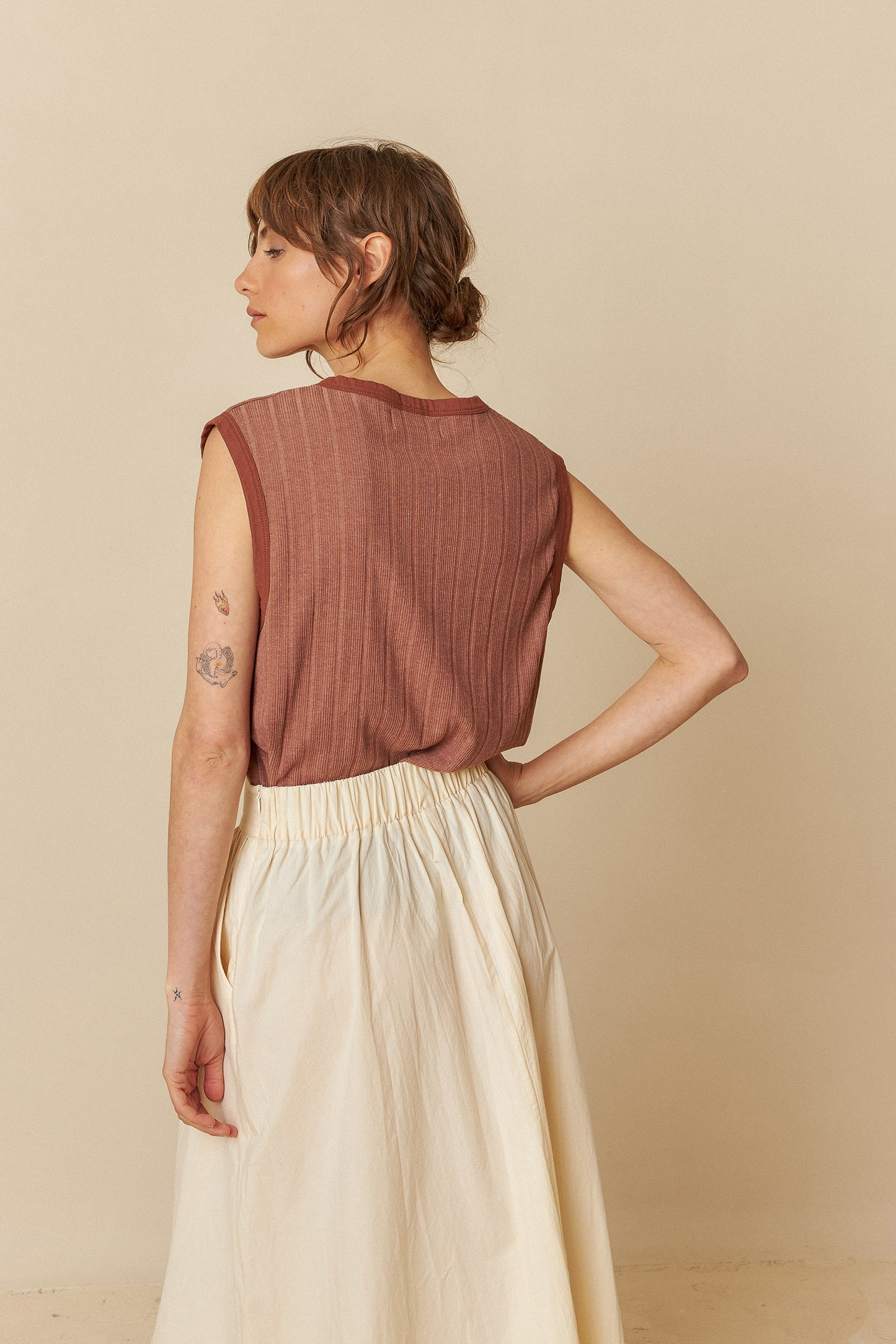 POPLIN MIDI SKIRT