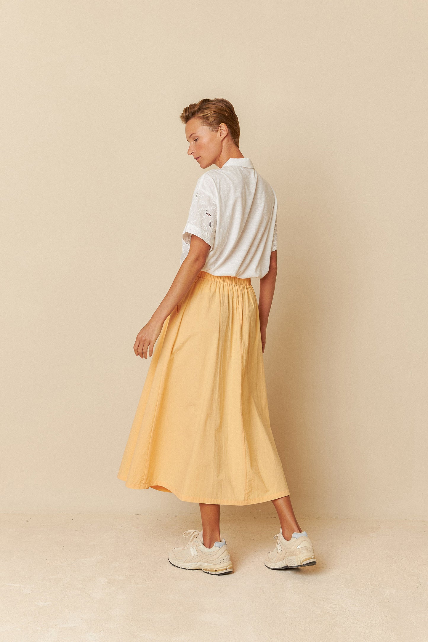 POPLIN MIDI SKIRT