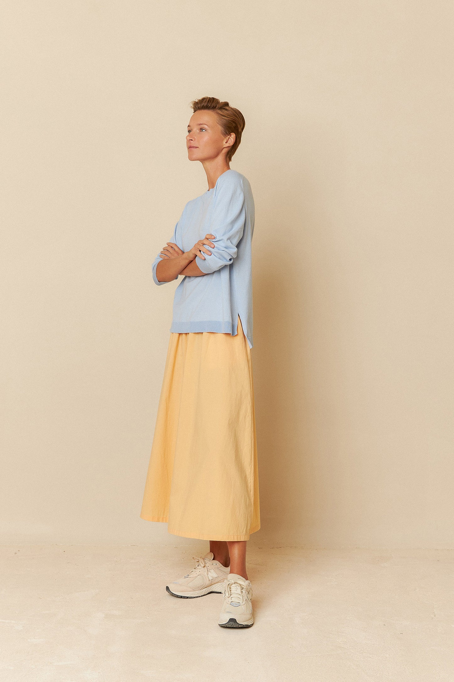 POPLIN MIDI SKIRT