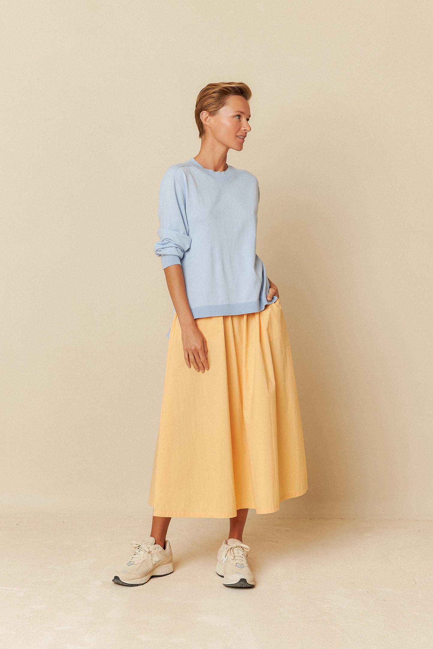 POPLIN MIDI SKIRT