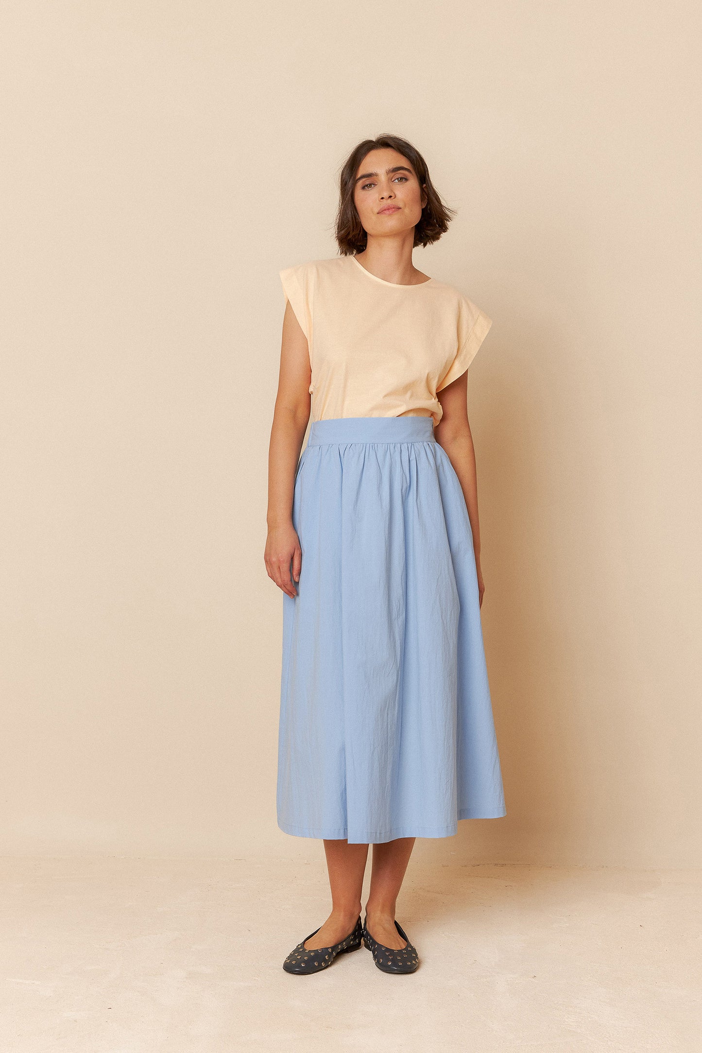 POPLIN MIDI SKIRT
