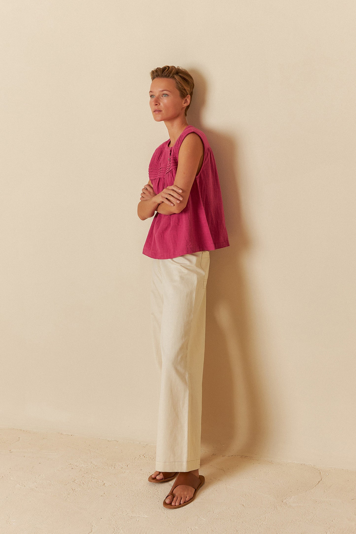 GABARDINE CROP TROUSERS