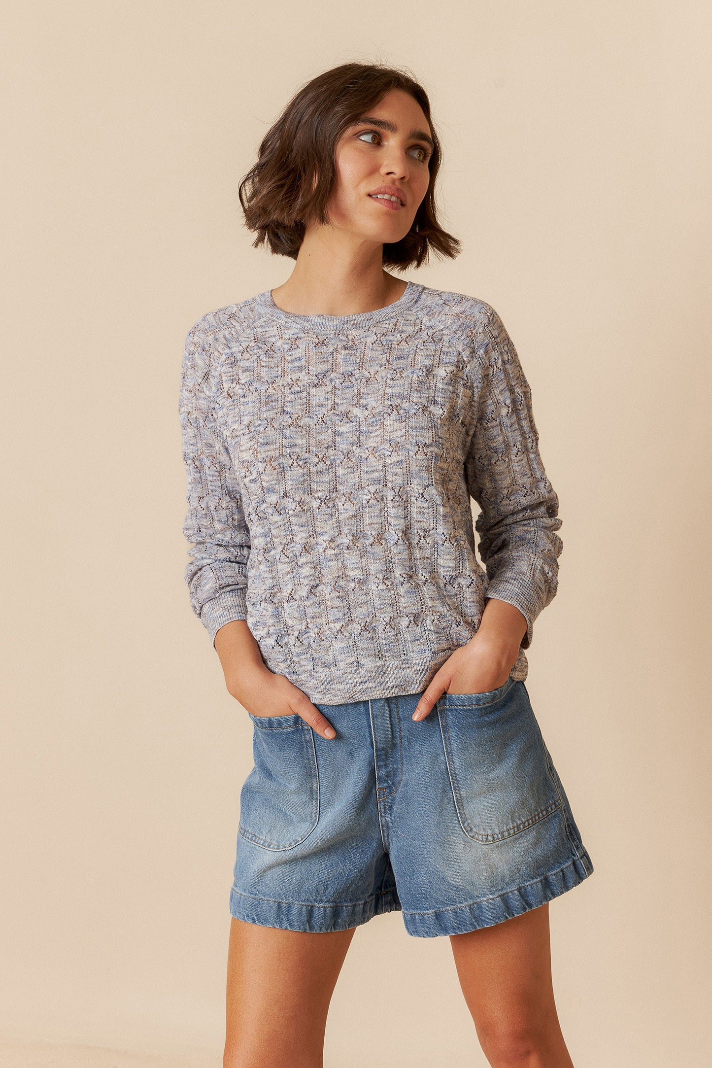 POINTELLE KNIT SWEATER