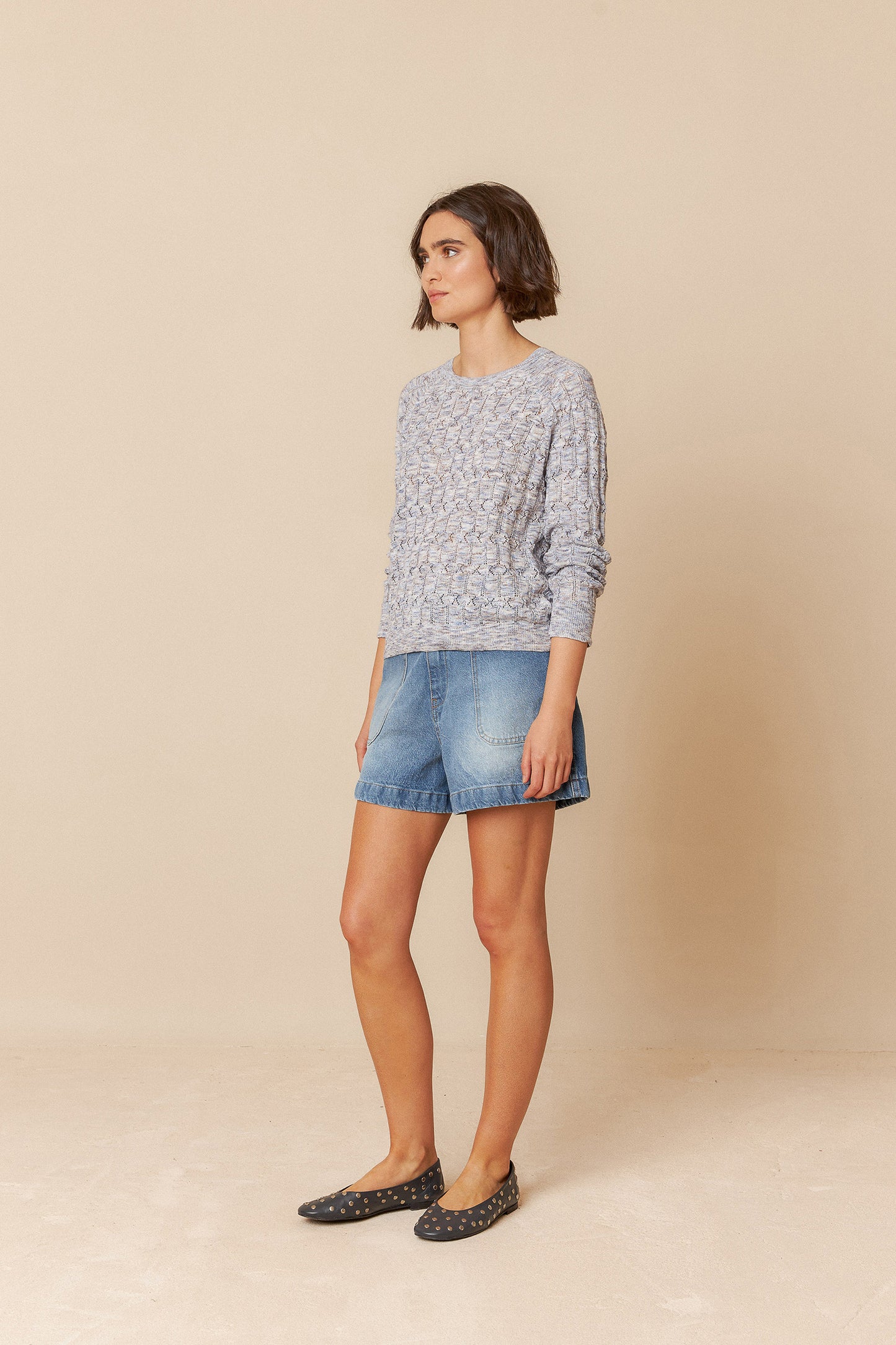 POINTELLE KNIT SWEATER