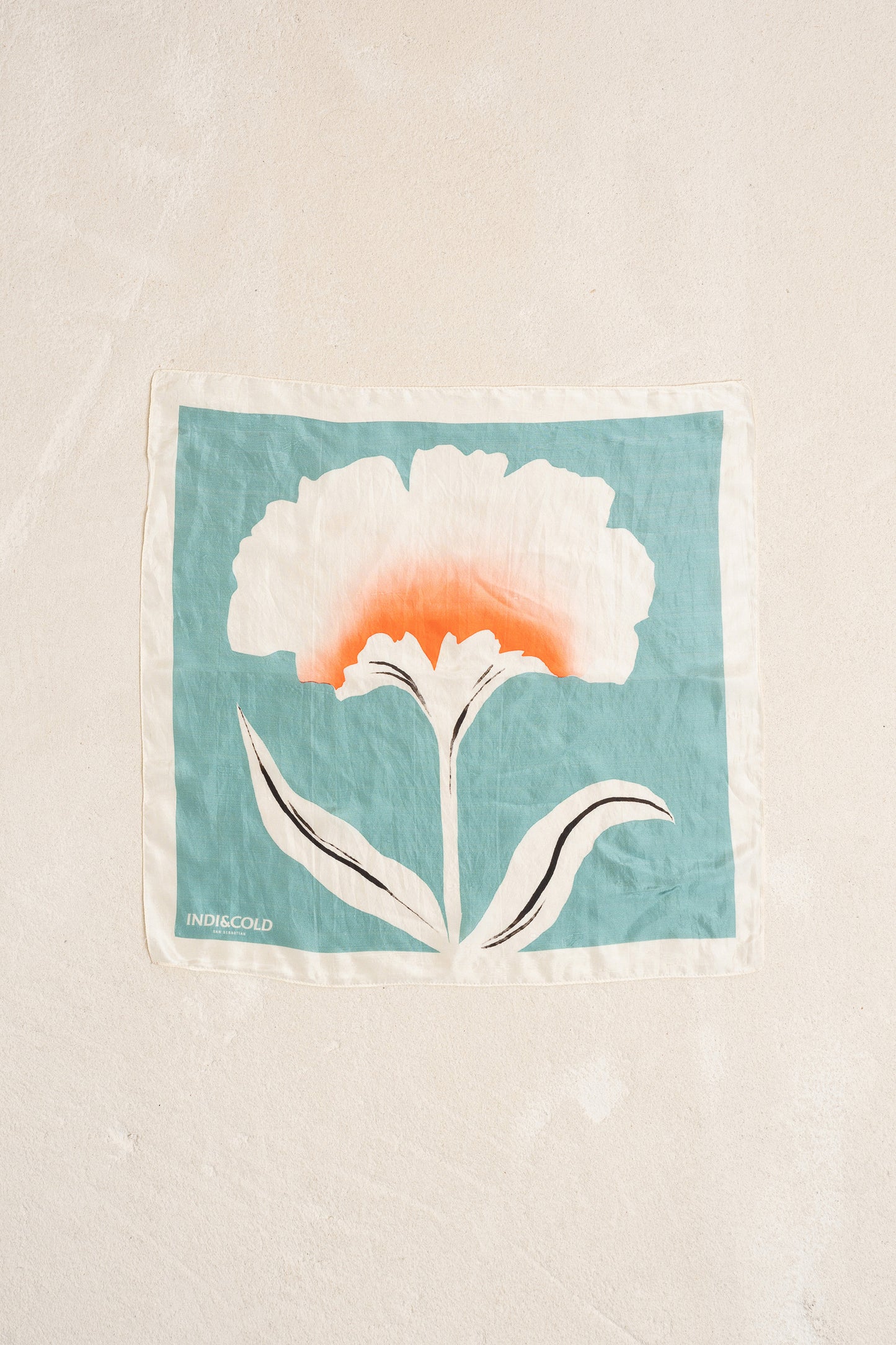 SILK SCARF WITH A FLOWER MOTIF