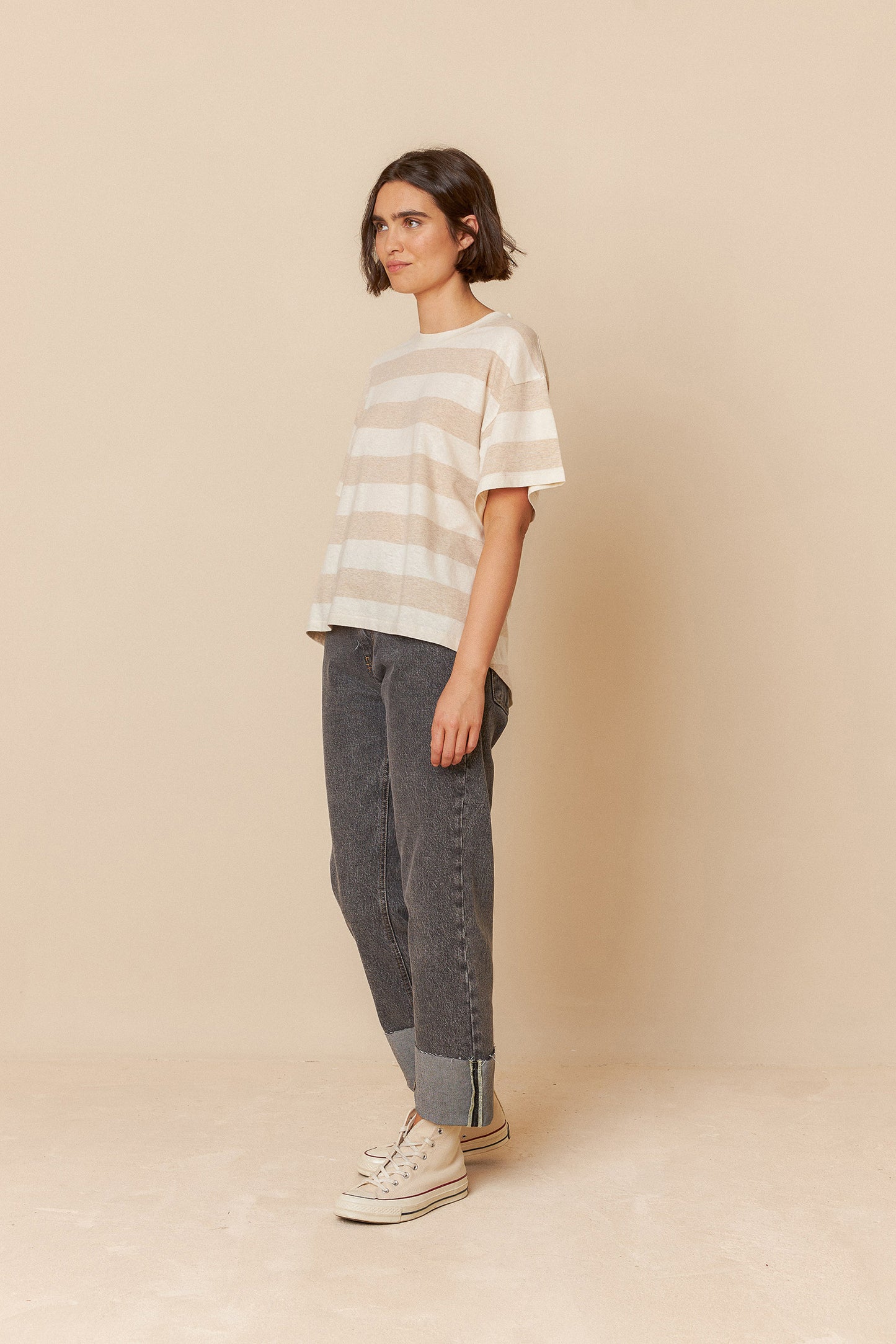 STRIPED CROP T- SHIRT
