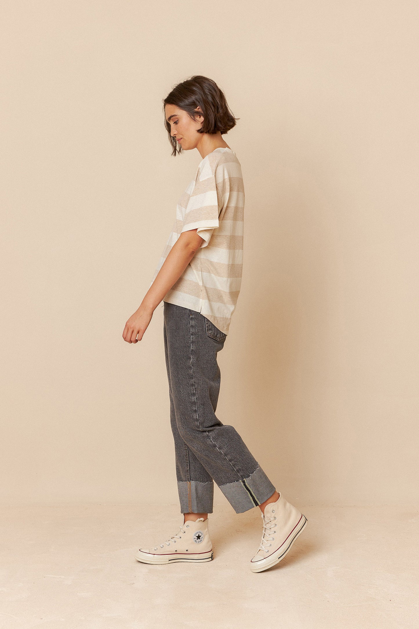 STRIPED CROP T- SHIRT