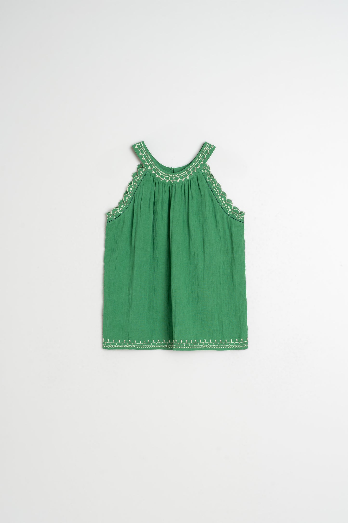 CONTRAST-EMBROIDERY TOP