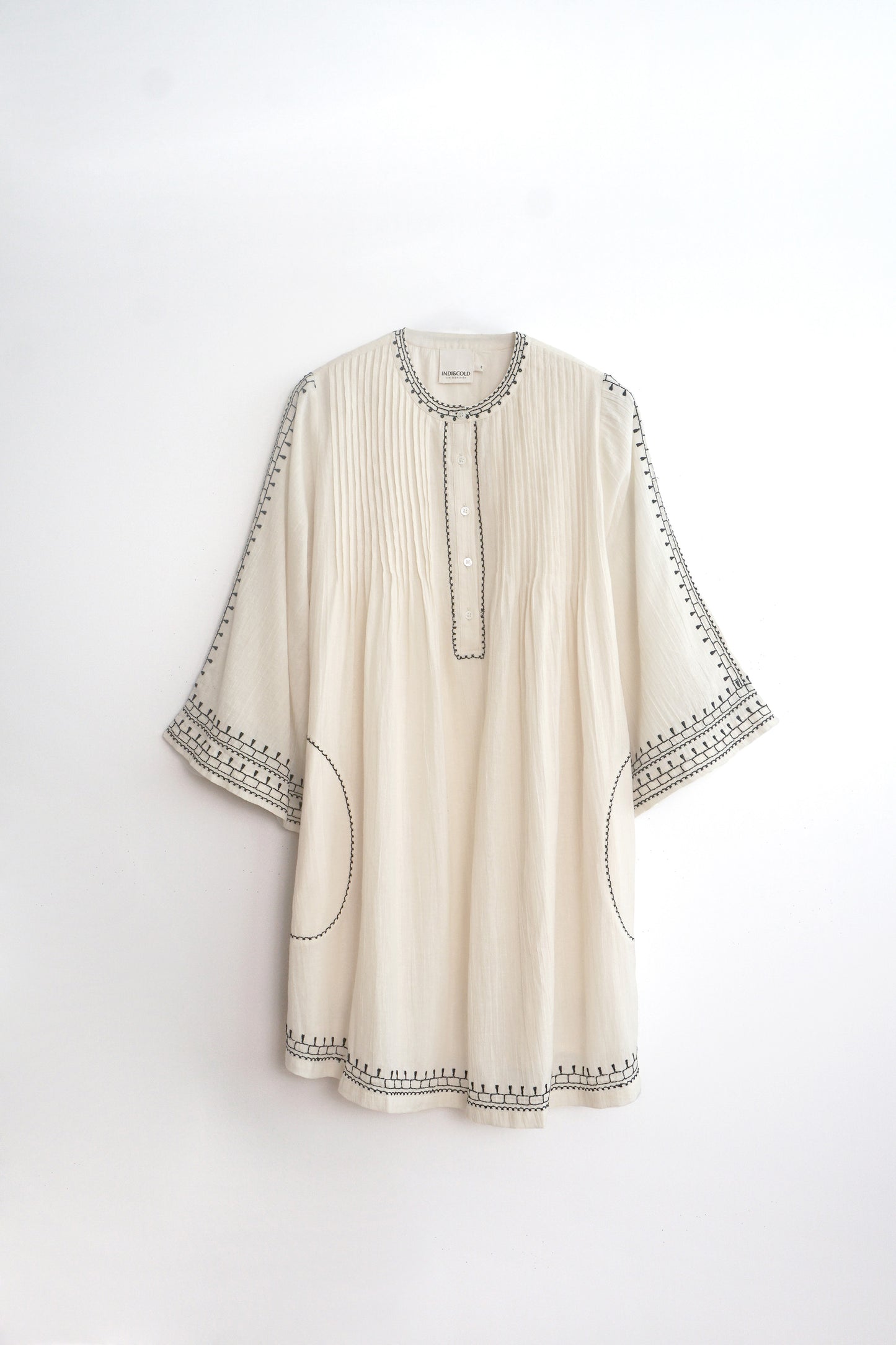 CONTRAST EMBROIDERED DRESS