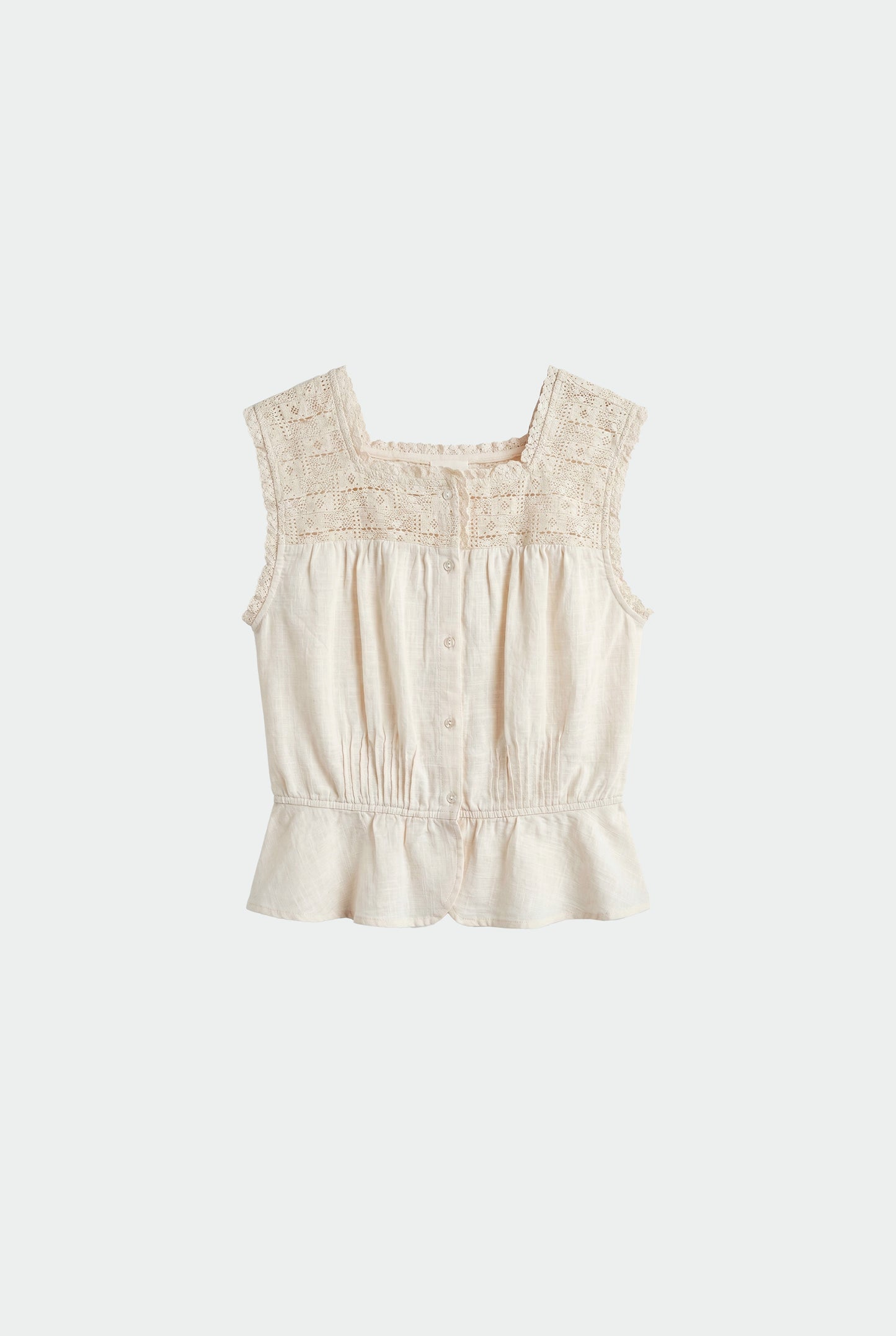 LACE-TRIMMED CROCHET SHIRT