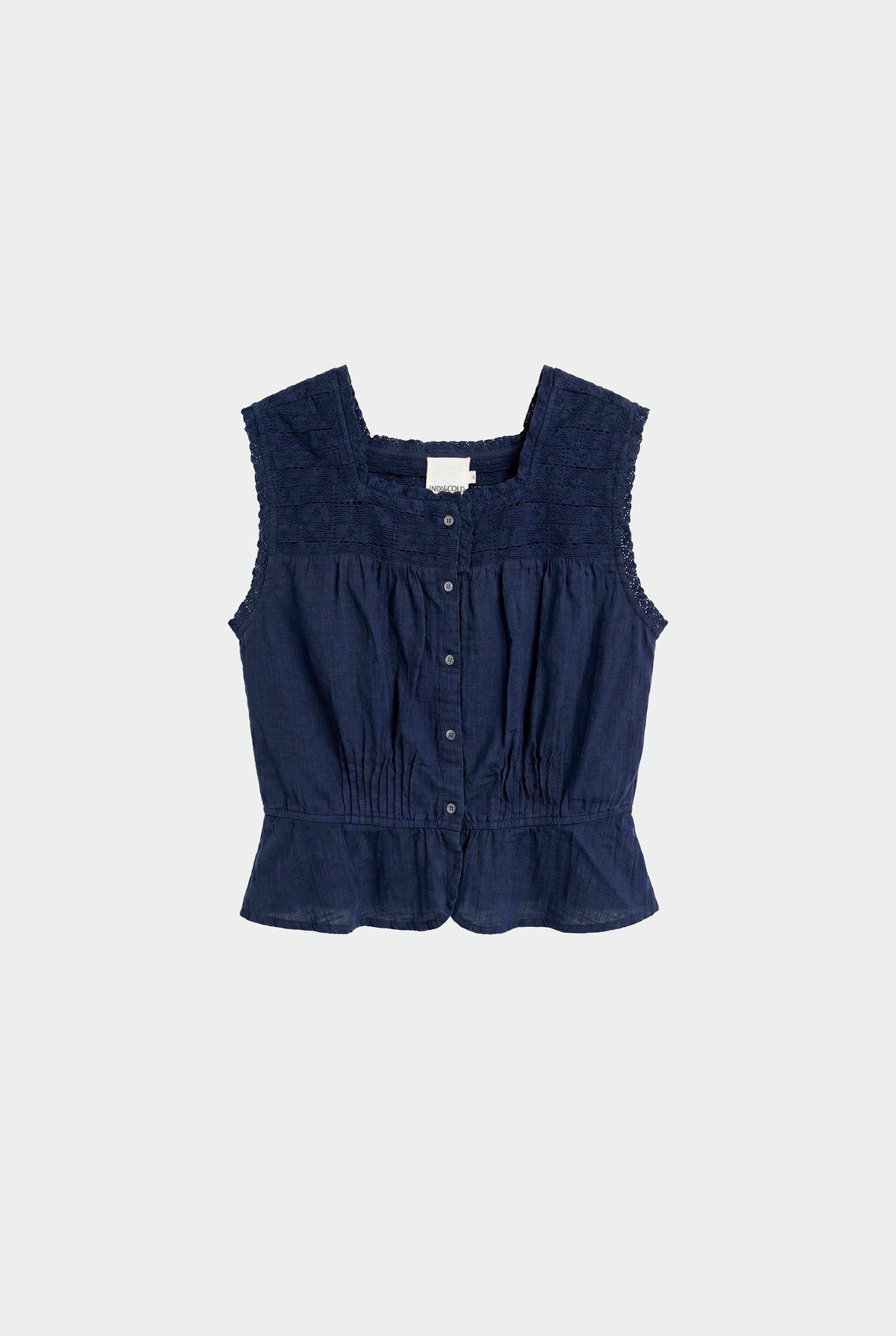LACE-TRIMMED CROCHET SHIRT