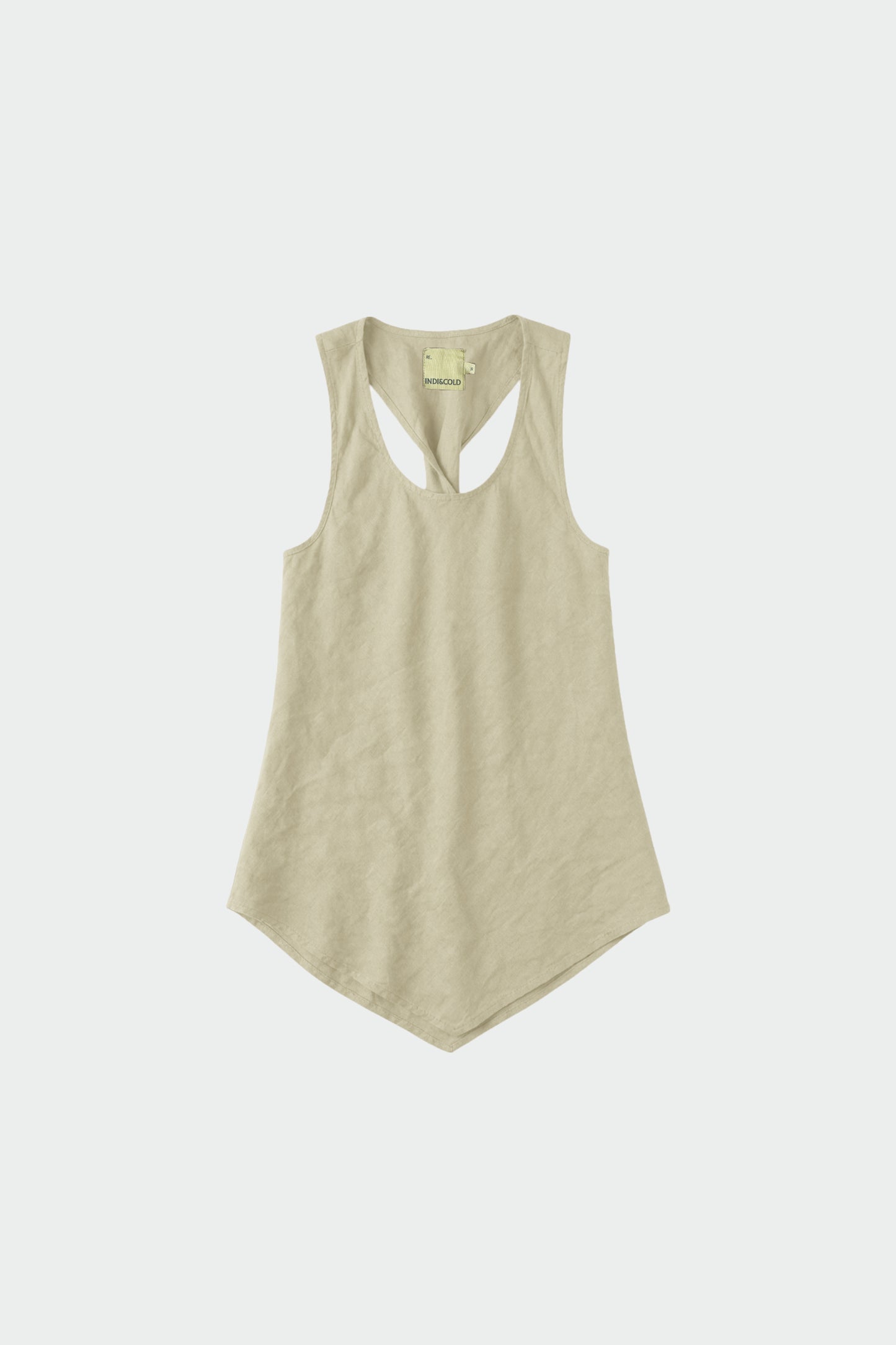 LINEN TOP WITH ASYMMETRICAL HEM