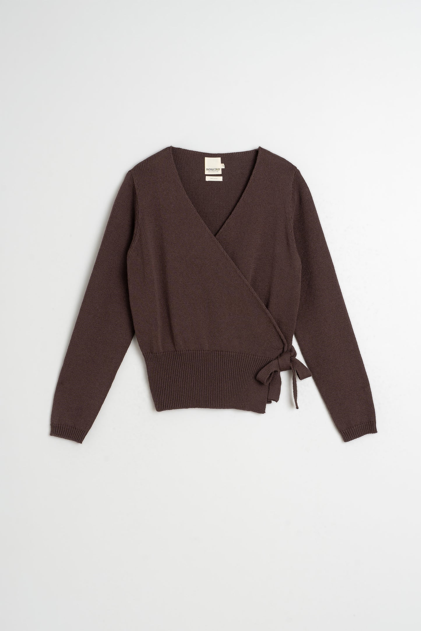 KNIT WRAP-OVER CARDIGAN