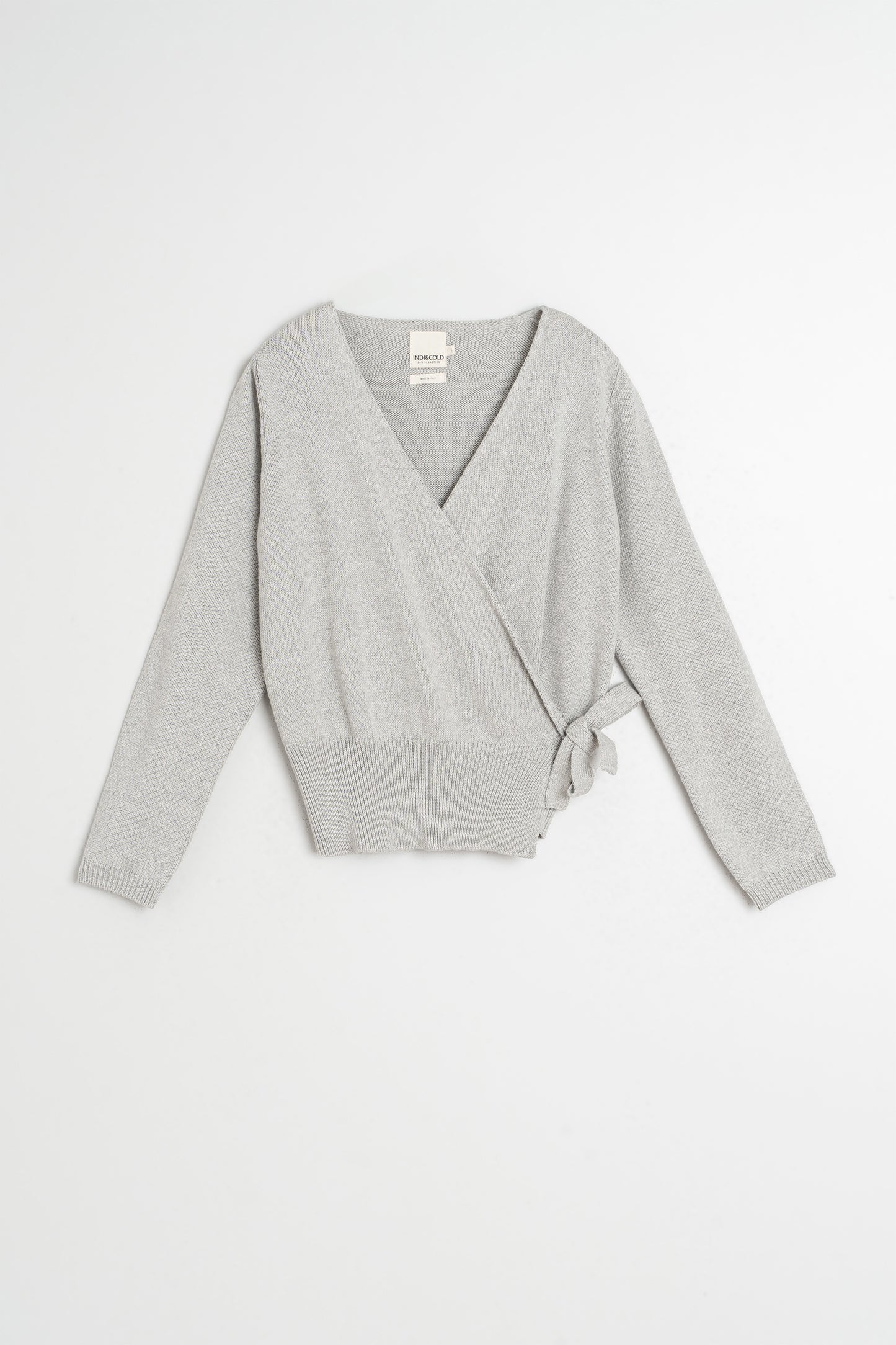 KNIT WRAP-OVER CARDIGAN