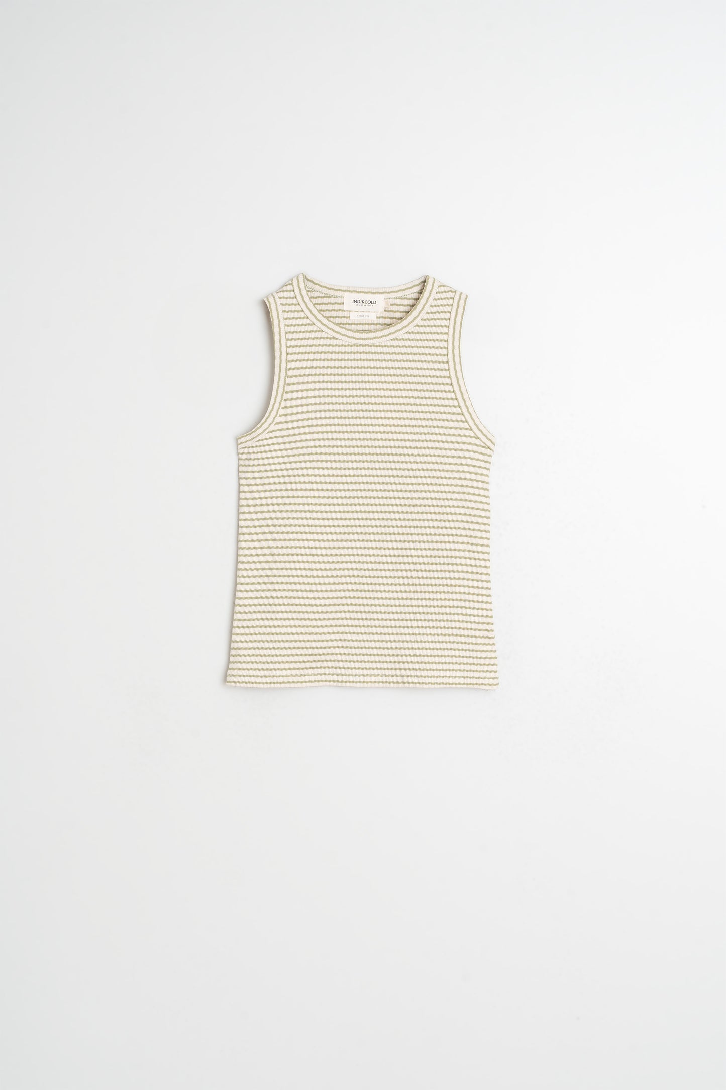 STRIPED RIBBED HALTER TEE