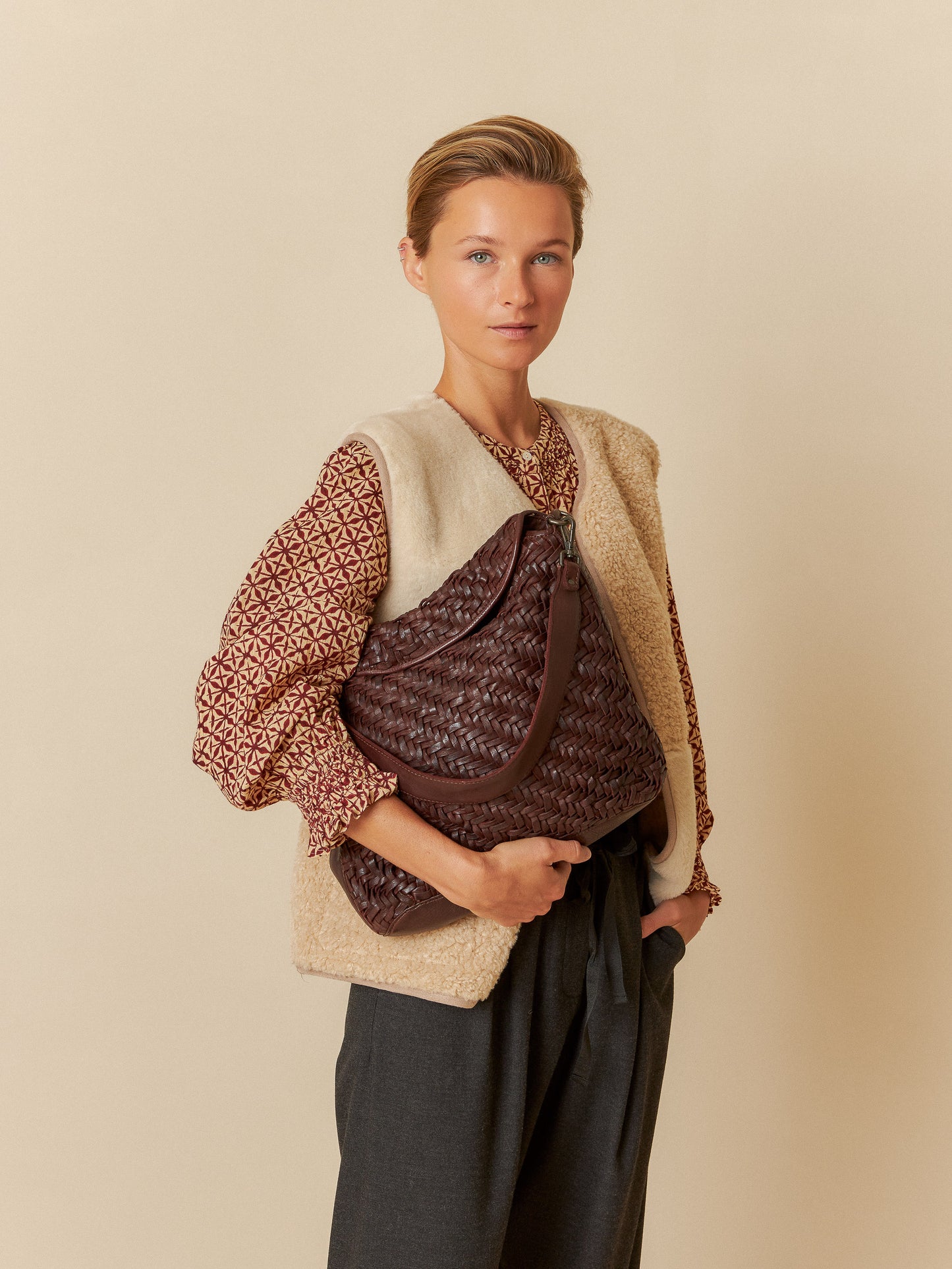 REMY HERRINGBONE LEATHER BAG