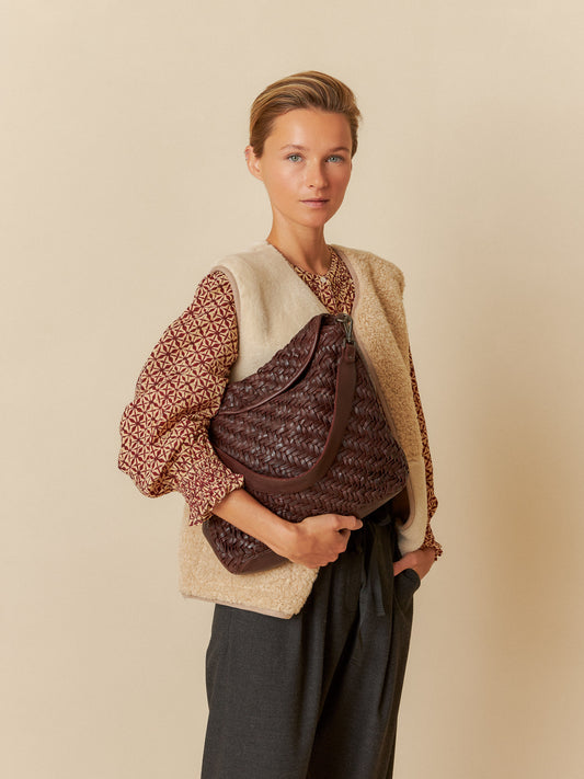 REMY HERRINGBONE LEATHER BAG