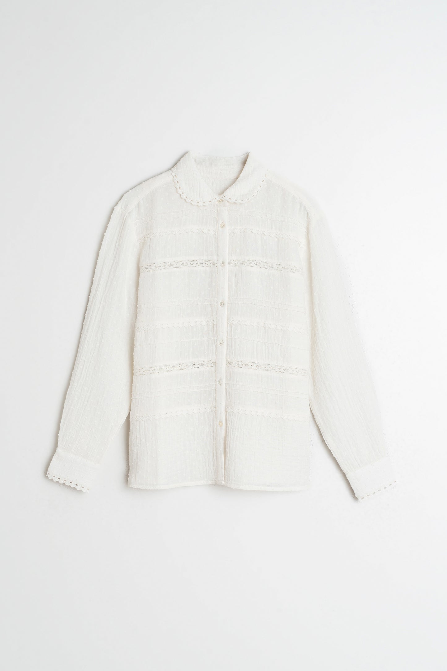 [CL] SWISS DOT AND LACE SHIRT