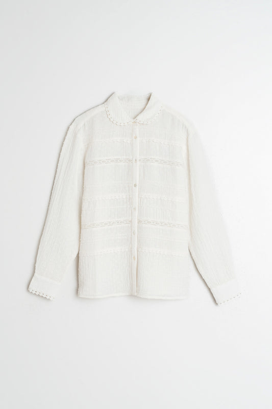 [CL] SWISS DOT AND LACE SHIRT