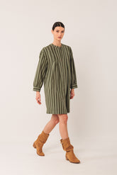 PLEATED COTTON DRESS