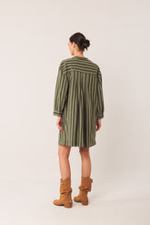 PLEATED COTTON DRESS