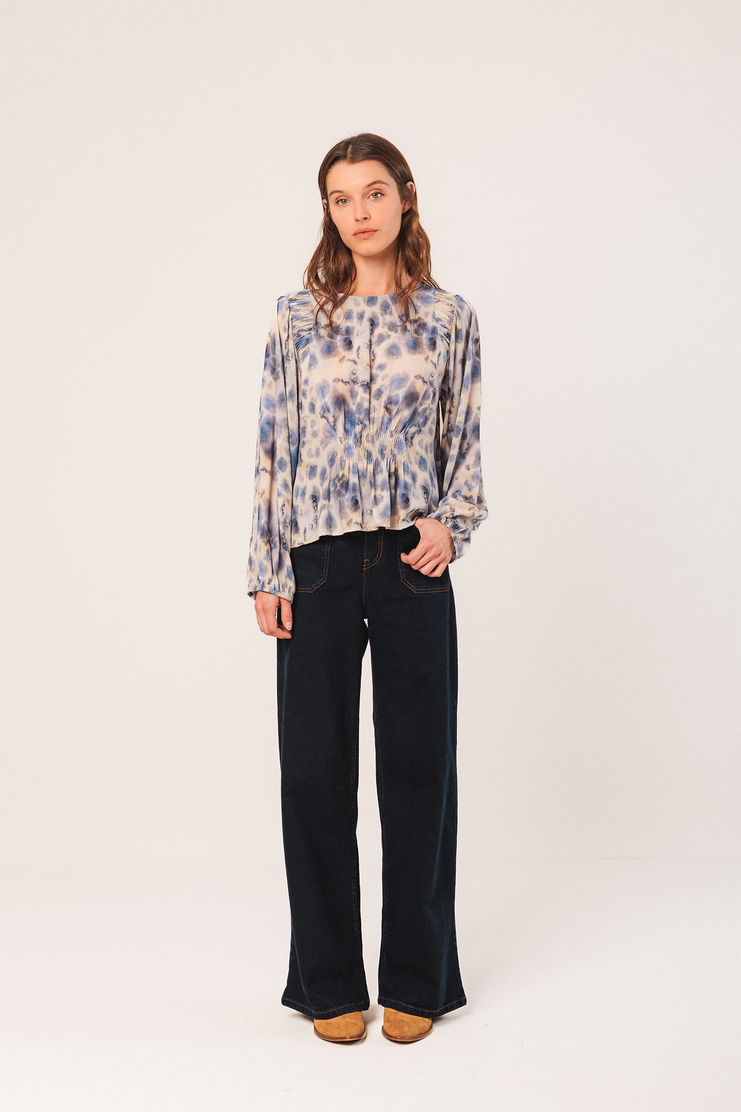 ELASTIC WATERCOLOR BLOUSE