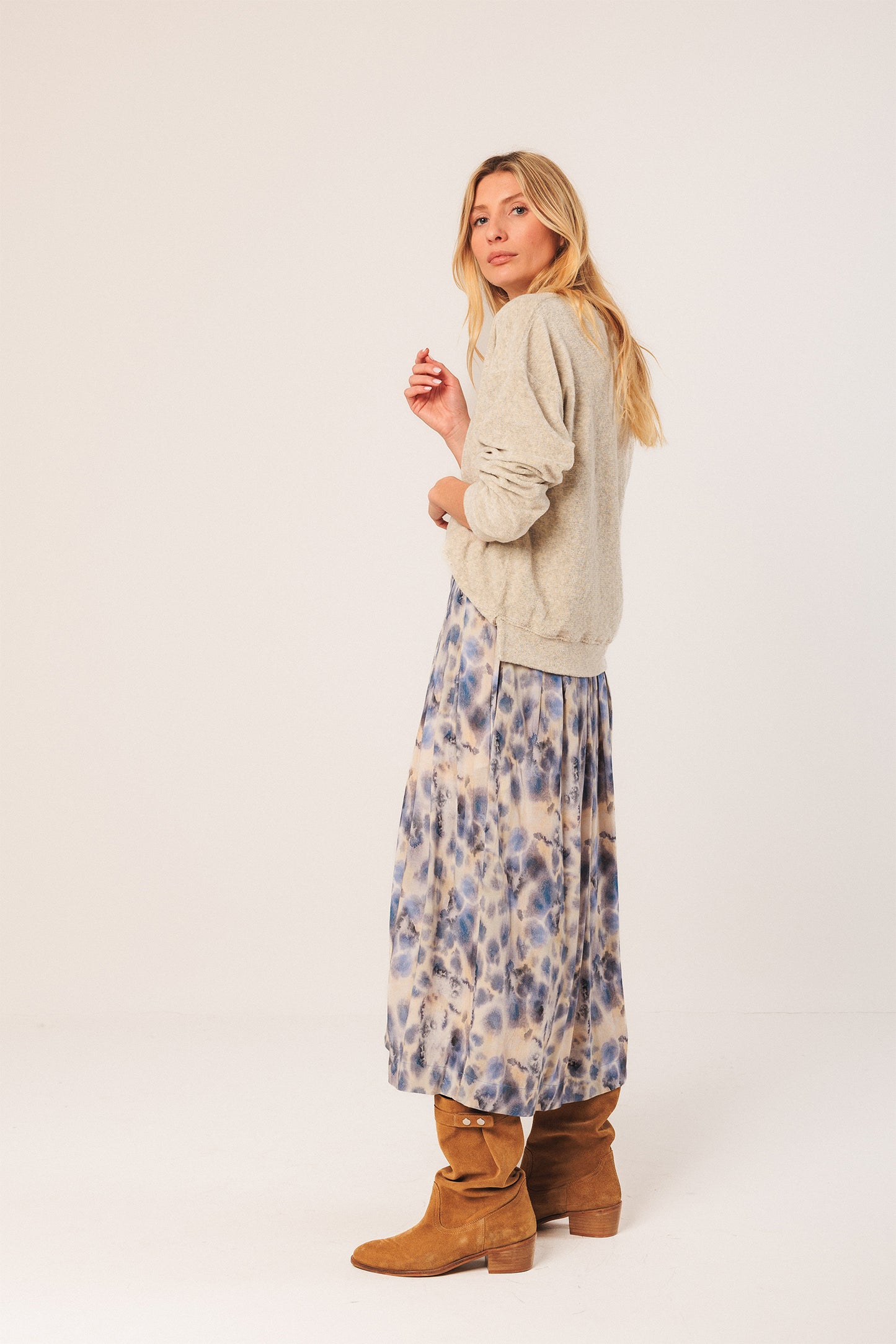 WATERCOLOR MIDI SKIRT