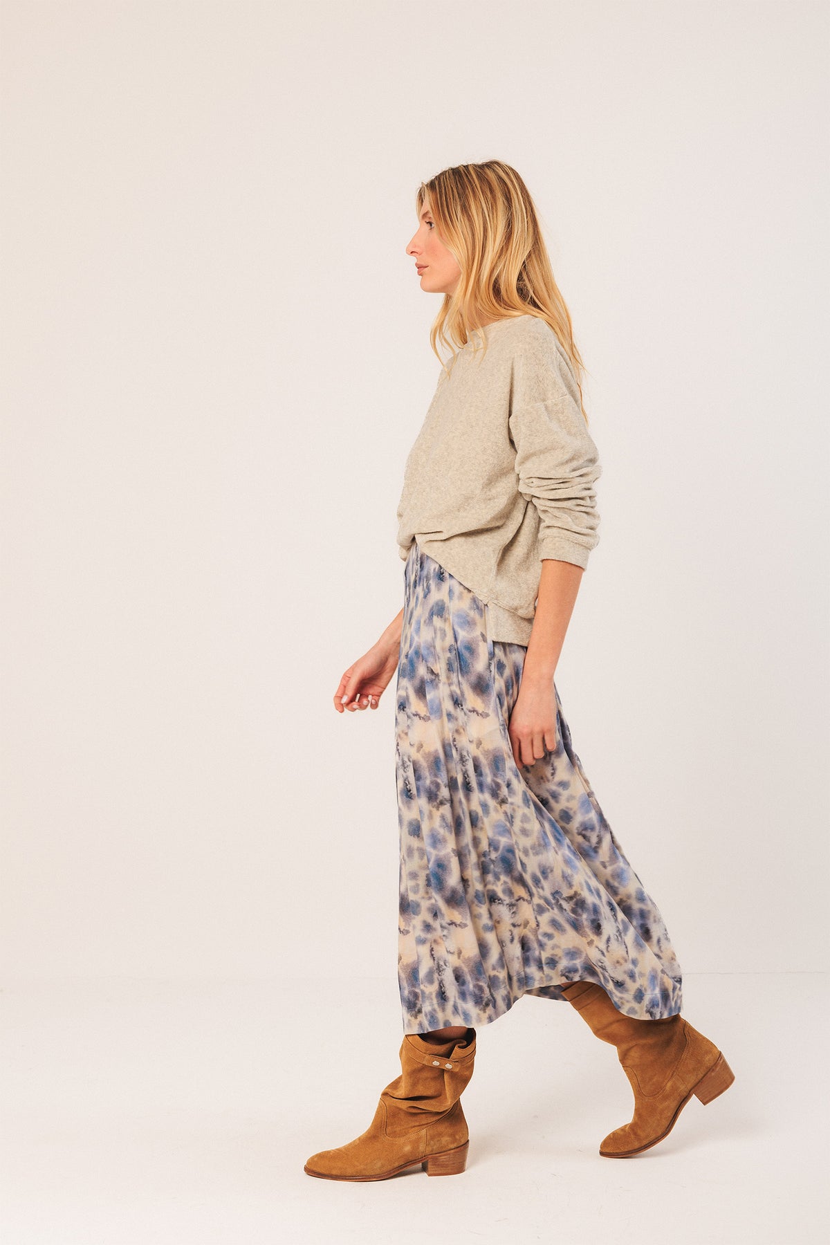 WATERCOLOR MIDI SKIRT