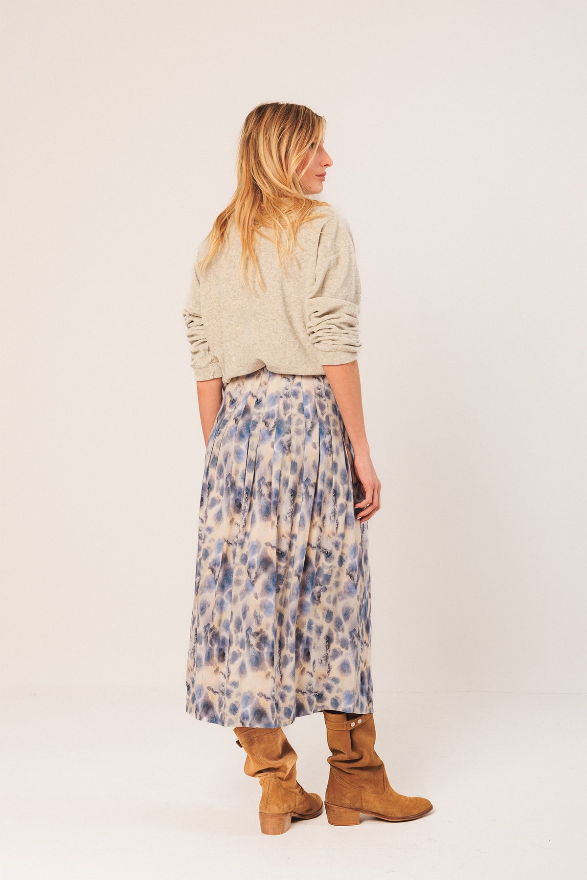 WATERCOLOR MIDI SKIRT