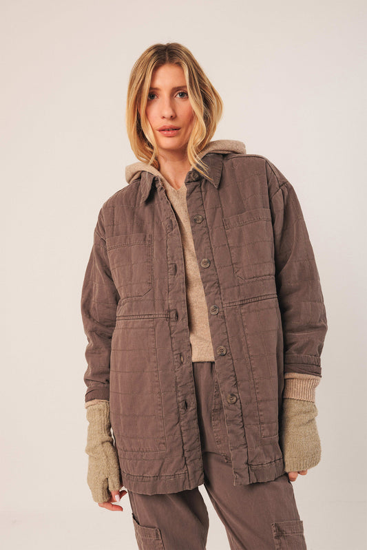 QUILTED PLAID COAT