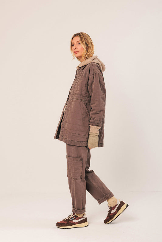 QUILTED PLAID COAT