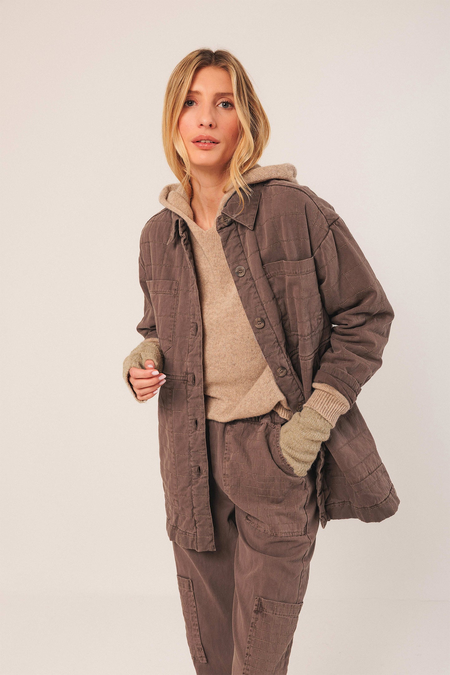 QUILTED PLAID COAT