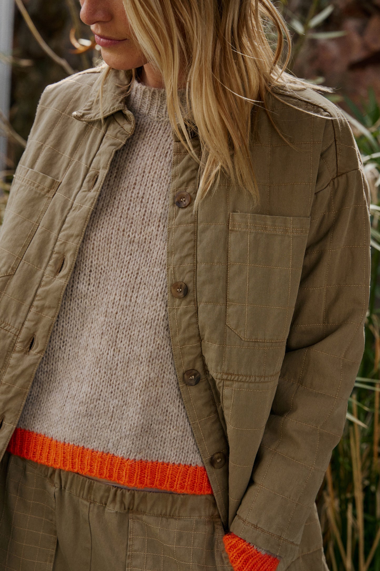 QUILTED PLAID COAT