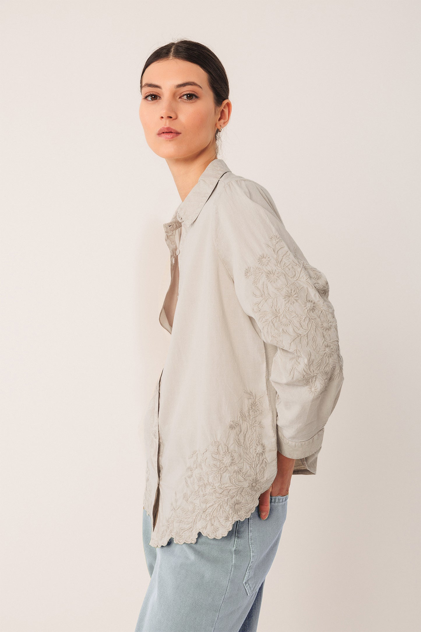EMBROIDERED VOILE SHIRT