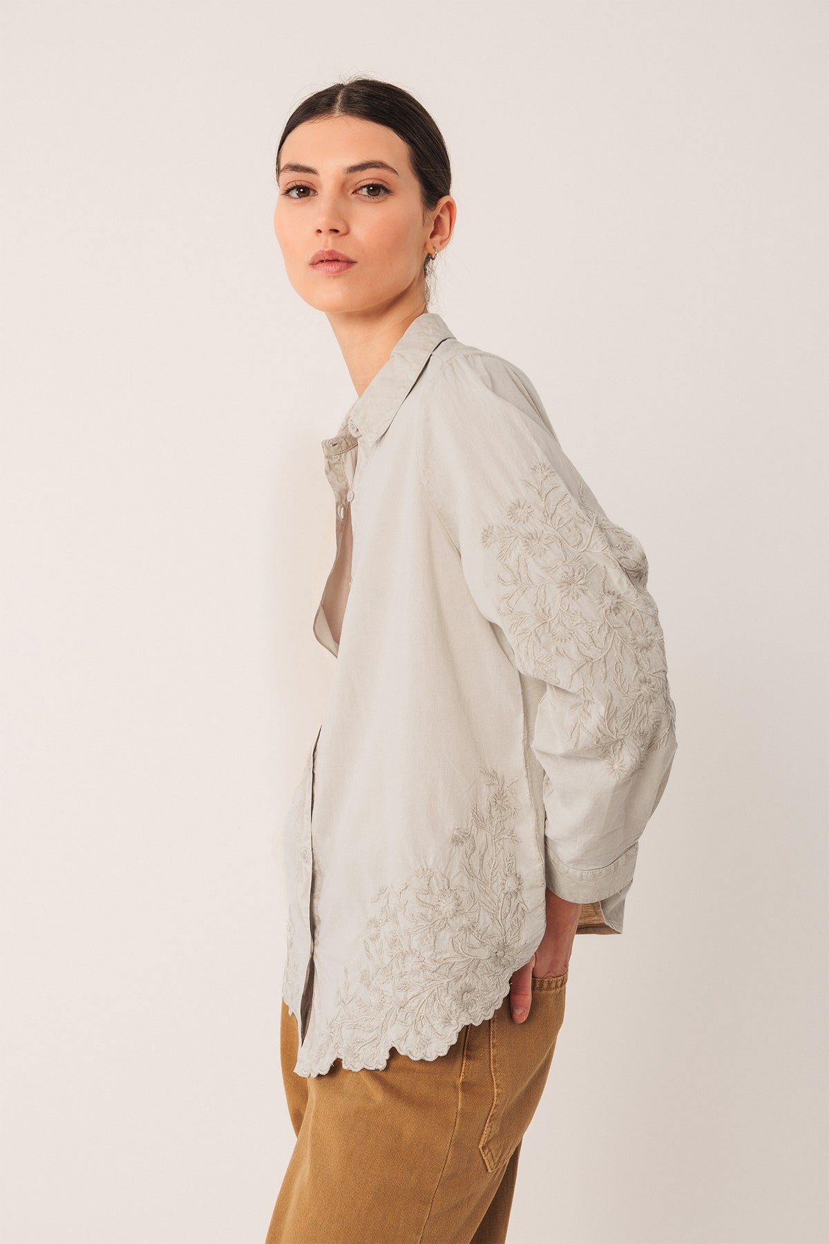 EMBROIDERED VOILE SHIRT