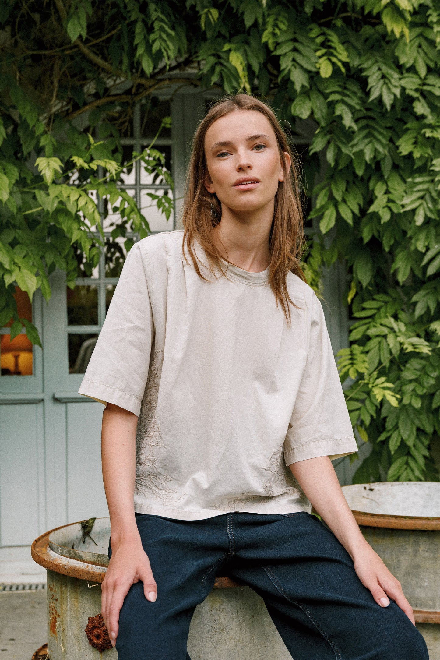 EMBROIDERED COTTON T-SHIRT