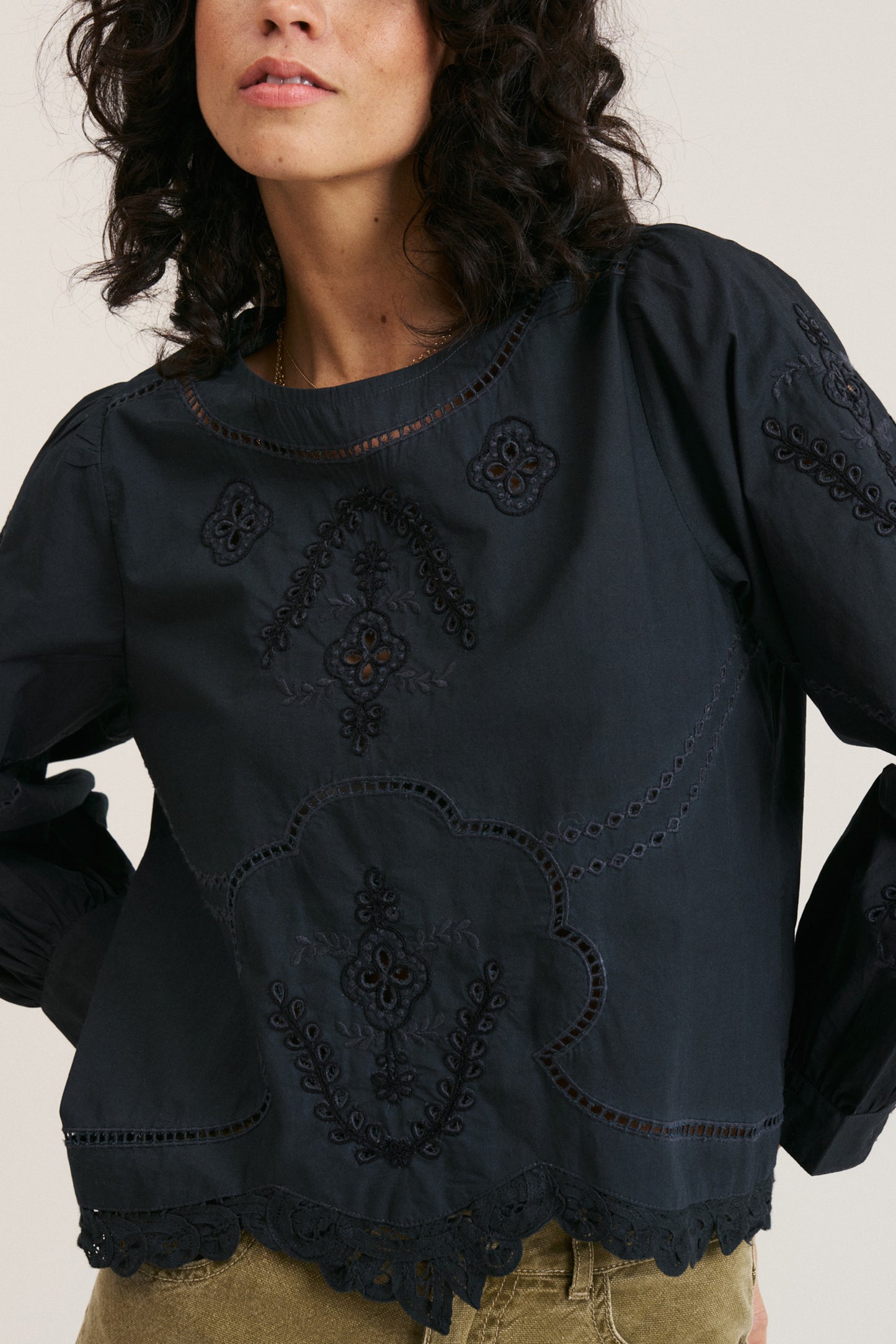 EMBROIDERED POPLIN BLOUSE