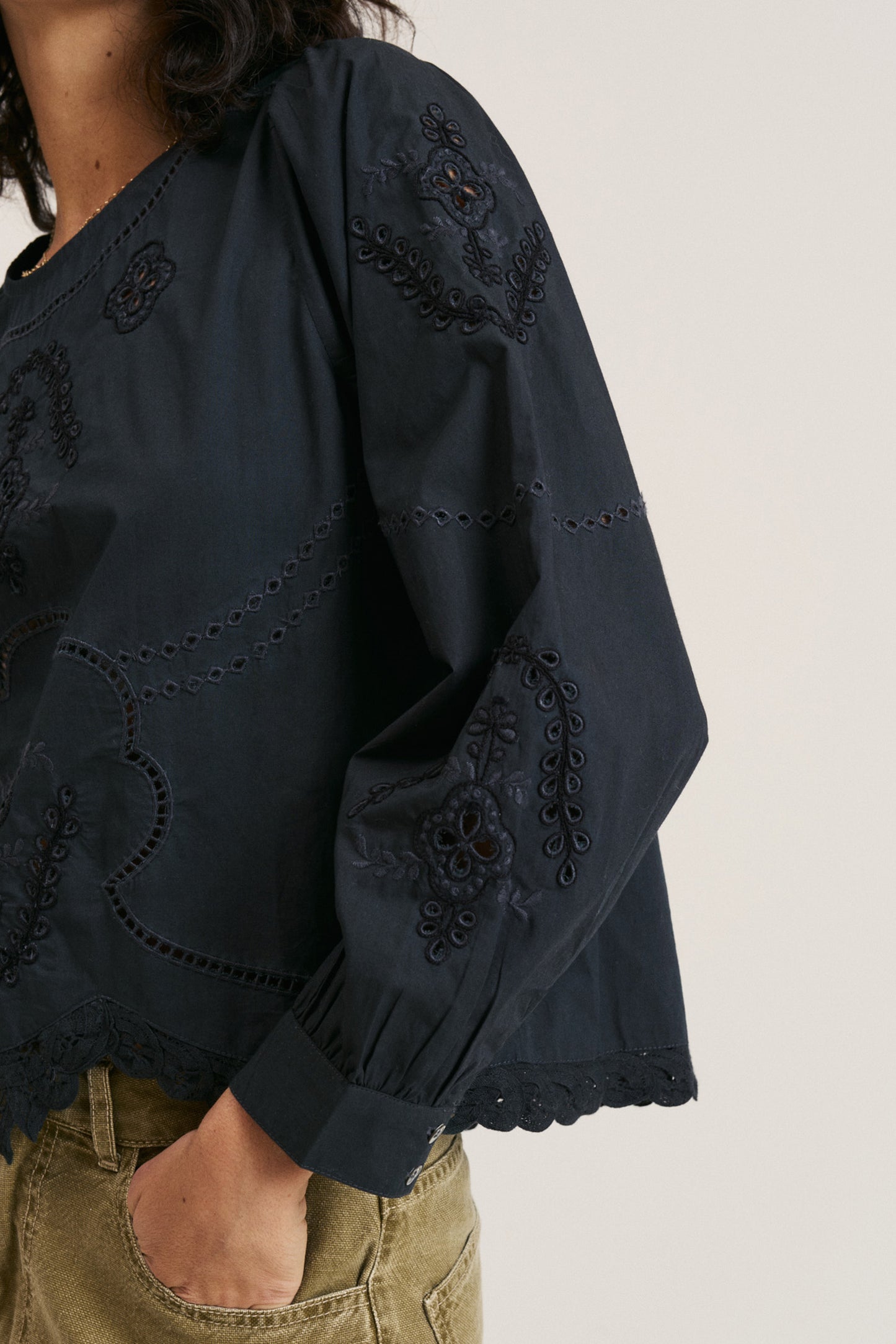 EMBROIDERED POPLIN BLOUSE