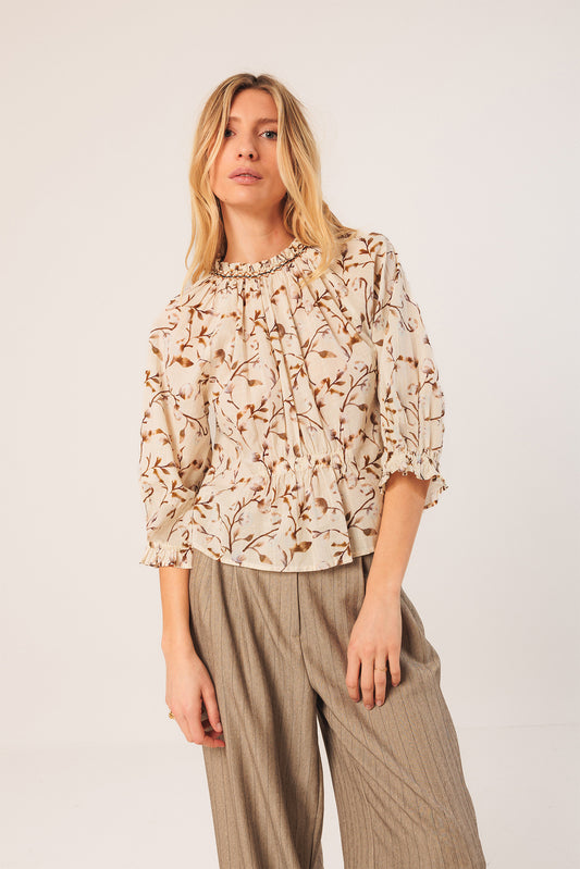 ELASTIC COTTON BLOUSE