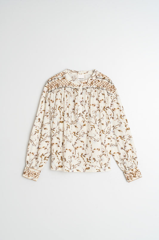 SMOCK-DETAIL BLOUSE