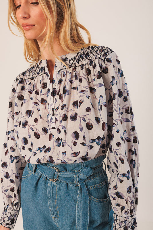 SMOCK-DETAIL BLOUSE
