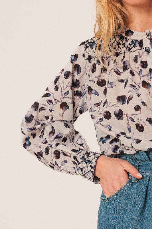 SMOCK-DETAIL BLOUSE