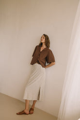 EMBROIDERED V-NECK BLOUSE