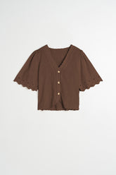 EMBROIDERED V-NECK BLOUSE