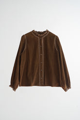 CORDUROY RUFFLED COLLAR BLOUSE