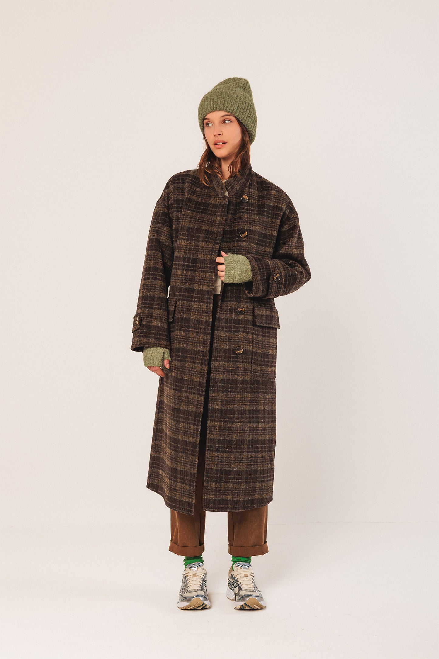 WOOL CHECK COAT