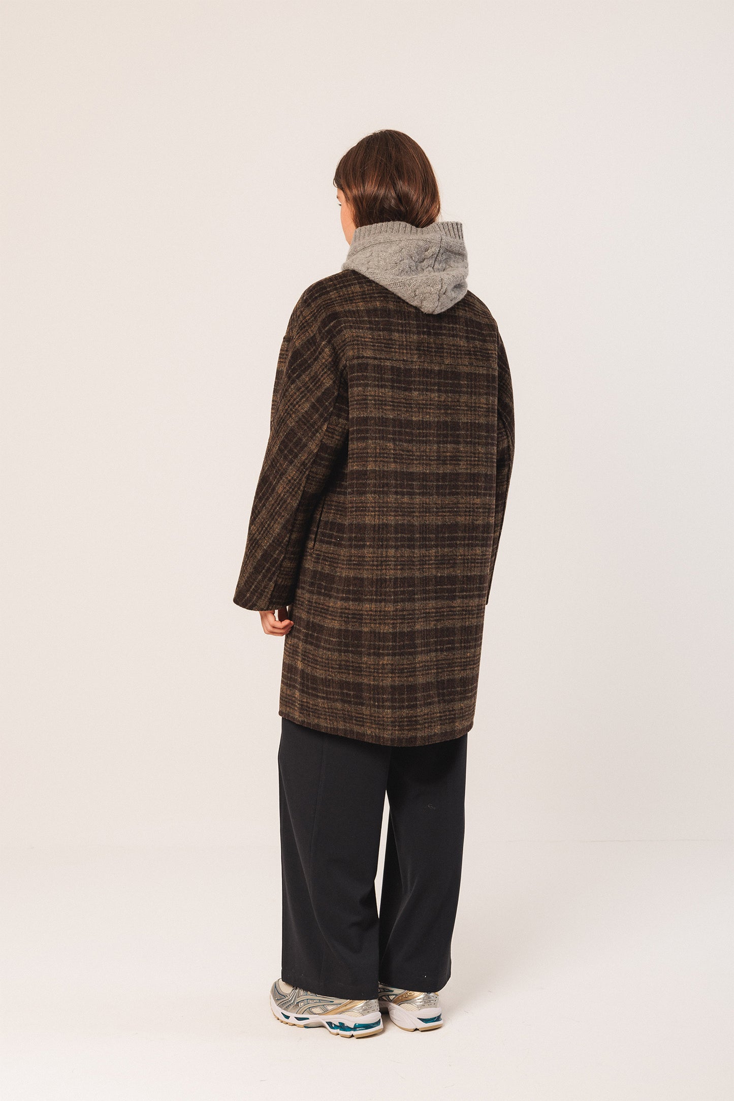 ASYMMETRIC PLAID COAT